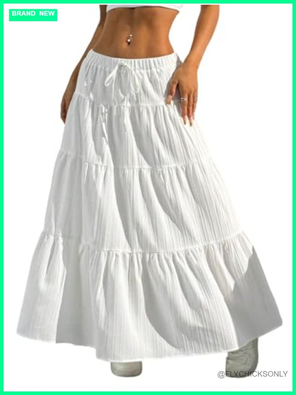 Women's Boho Maxi Skirt High Waist Flowy Ruffle A-Line Long Skirt